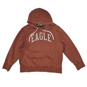 VTG American Eagle Mens Large‎ Orange Heavyweight Beach Surf Hoodie Embroidered